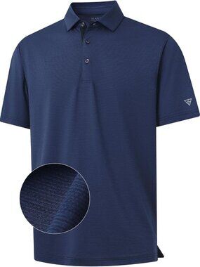 Mens Dark Blue Heather Short Sleeve Performance Moisture Wicking Active Tee